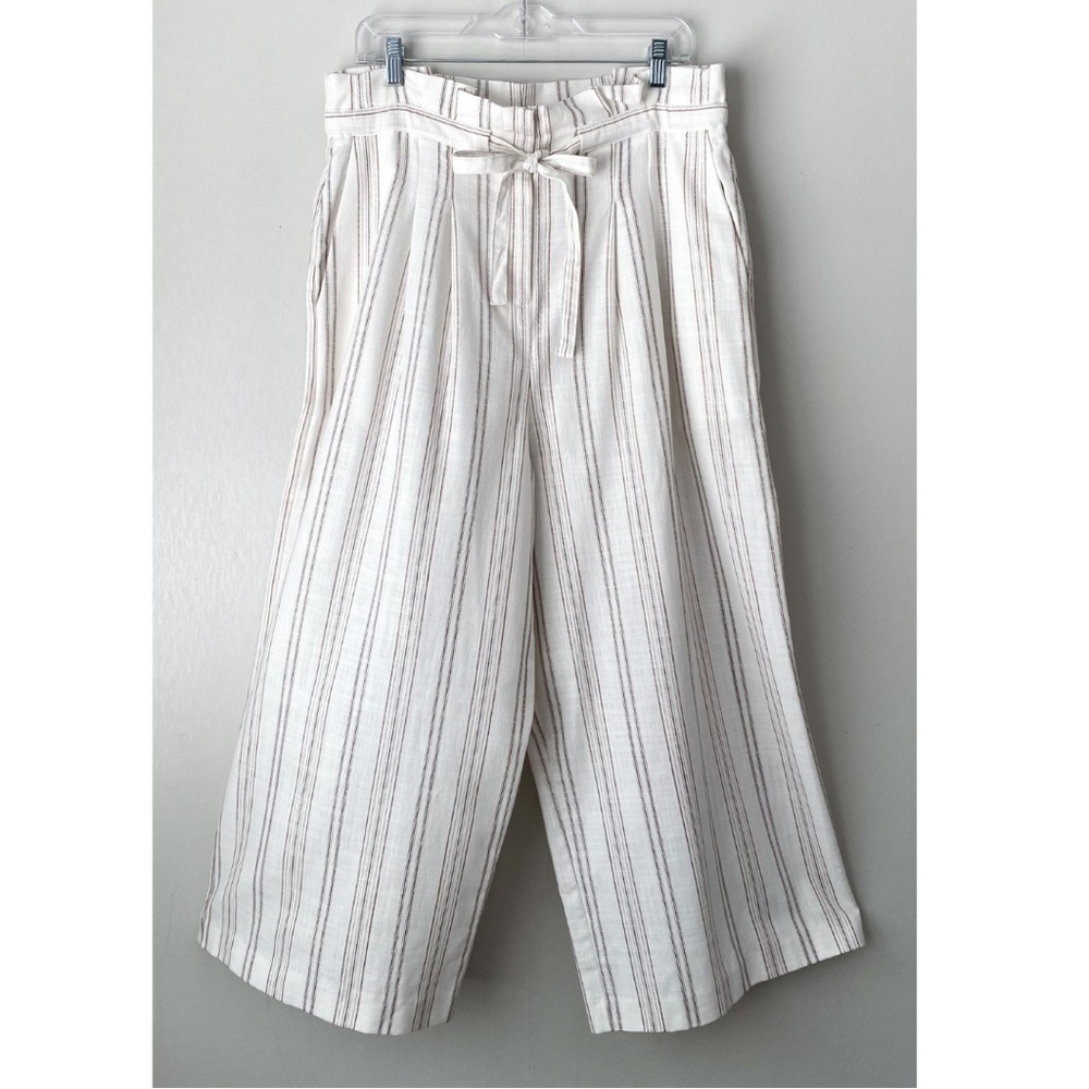High Waisted Wide Leg 100% Cotton Striped Boho Pants 14
